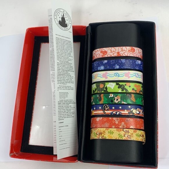 Disney Parks Gift Set of Eight Faux Leather Watch Bands In Presentation Box - Picture 4 of 11